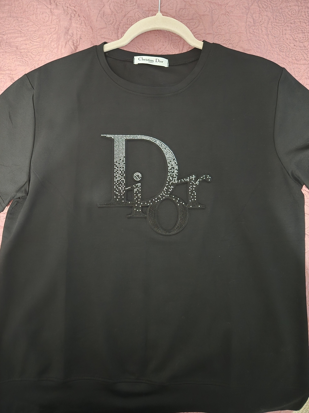 Dior Black Crewneck Sweatshirt with Crystal Logo